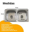 Ver imagem 7 de Pia Cuba Dupla 78x43 de Aço Inox 201 com Escorredor Dosador e Válvulas para Cozinha Moderna