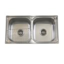 Ver imagem 3 de Pia Cuba Dupla 78x43 de Aço Inox 201 com Escorredor Dosador e Válvulas para Cozinha Moderna
