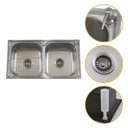 Ver imagem 2 de Pia Cuba Dupla 78x43 de Aço Inox 201 com Escorredor Dosador e Válvulas para Cozinha Moderna