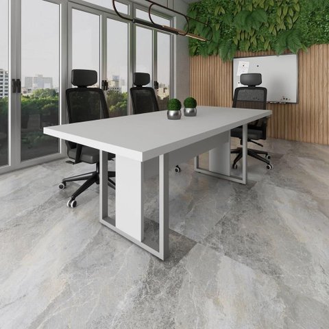 Mesa de Reunião F5 Office MDP 200cm Cinza F5 Office