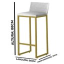 Ver imagem 4 de Kit 2 Banquetas Alta C/ Encosto e Apoio de Pés Courino Área Gourmet Base Dourada - Twdecora