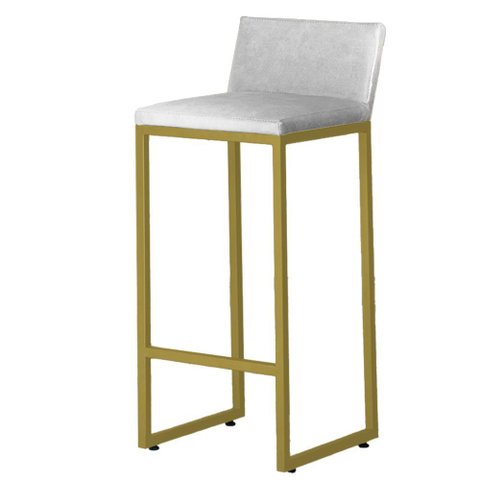 Kit 2 Banquetas Alta C/ Encosto e Apoio de Pés Courino Área Gourmet Base Dourada - Twdecora