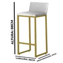 Ver imagem 4 de Kit 2 Banquetas Alta C/ Encosto e Apoio de Pés Courino Área Gourmet Base Dourada - Twdecora