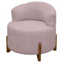 Ver imagem 6 de Poltrona Decorativa para Sala Thor Orgânica Tecido Bouclé Pés em Madeira Maciça:rosa Bebê