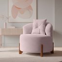 Ver mais imagens de Poltrona Decorativa para Sala Thor Orgânica Tecido Bouclé Pés em Madeira Maciça:rosa Bebê