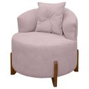 Ver imagem 1 de Poltrona Decorativa para Sala Thor Orgânica Tecido Bouclé Pés em Madeira Maciça:rosa Bebê