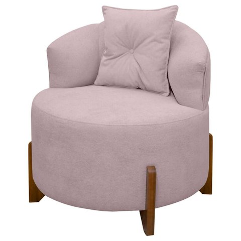 Poltrona Decorativa para Sala Thor Orgânica Tecido Bouclé Pés em Madeira Maciça:rosa Bebê