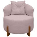 Ver imagem 2 de Poltrona Decorativa para Sala Thor Orgânica Tecido Bouclé Pés em Madeira Maciça:rosa Bebê