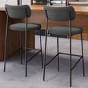 Ver imagem 2 de Kit 04 Banquetas Alta Bar Cozinha Sala Jantar Whisky Elira L02 Couríssimo Whisky Linho Chumbo -