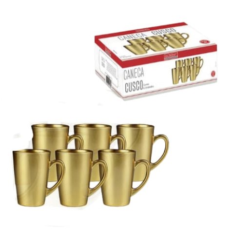 Caneca Barcelona 140ml Ch 6pcs Dourada