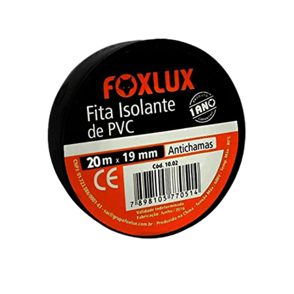 Fita Isolante Antichamas Preta 19mm x 20M - Foxlux