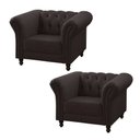 Ver imagem 1 de Kit 2 Poltronas Decorativa Maggiore Couro Marrom - Gran Belo