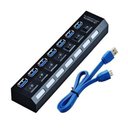 Ver imagem 1 de Hub Usb 3.0 Preto com 7 Portas e Chave Liga / Desliga .