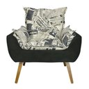 Ver imagem 5 de Kit 3 Poltronas Decorativas Opala Jornal Preto - Kasa Sofá