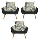Ver imagem 1 de Kit 3 Poltronas Decorativas Opala Jornal Preto - Kasa Sofá