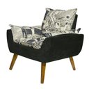 Ver imagem 2 de Kit 2 Poltronas Decorativas Opala Jornal Preto - Kasa Sofá