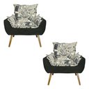 Ver imagem 1 de Kit 2 Poltronas Decorativas Opala Jornal Preto - Kasa Sofá