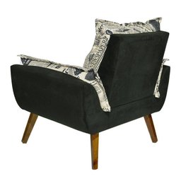 Kit 2 Poltronas Decorativas Opala Jornal Preto - Kasa Sofá - 3 Kit 2 Poltronas Decorativas Opala Jornal Preto - Kasa Sofá - 3