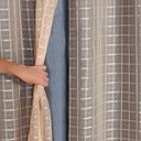 Ver imagem 2 de Cortina Daily Varão 2m Blackout Cinza PVC com Voil Xadrez 2,80MX1,60m Sala Quarto Avelã