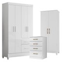 Ver imagem 1 de Guarda Roupa Infantil Madri com Cômoda Ms913 e Armário Multiuso Jade Branco Brilho – Moval