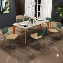 Ver imagem 2 de Mesa Capri 160cm Off White E 6 Cadeiras Allana B05 Facto Verde Musgo Linho Bege Escuro - Lyam Decor