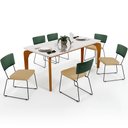 Ver imagem 1 de Mesa Capri 160cm Off White E 6 Cadeiras Allana B05 Facto Verde Musgo Linho Bege Escuro - Lyam Decor