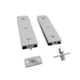 Kit dobradiças + pivôs tipo jumbo para porta pivotante de vidro temperado blindex - Branco (alumínio - 1