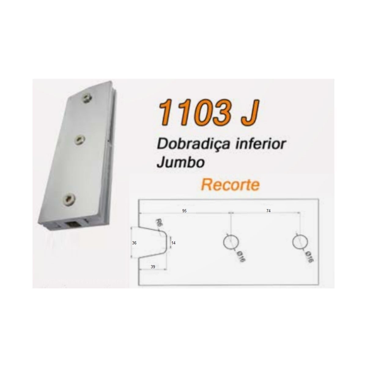 Kit dobradiças + pivôs tipo jumbo para porta pivotante de vidro temperado blindex - Branco (alumínio - 4