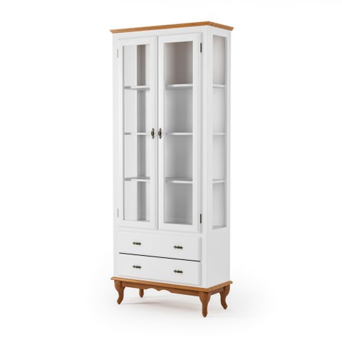 Cristaleira 2 Portas 2 Gavetas Exclusive Alta Off White - Imbuia