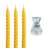 Trio Velas Waves com Castiçal Lumen Amarelo Felicittá - 1