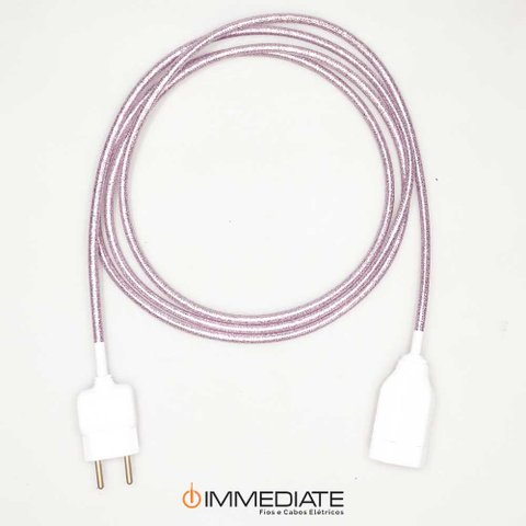 Extensão Elétrica 2 Metros PP 2x0,75mm Revestido Rosa Brilhoso Cabos immediate