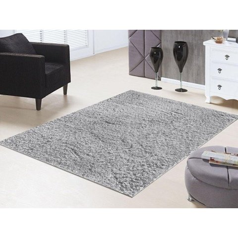 Tapete Pelo Baixo Toque Macio 2,00x1,50 Antiderrapante Cinza Lancer