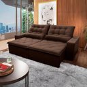 Ver imagem 7 de Sofá Retrátil Reclinável Islândia 2,30m Suede Velut Marrom Molas no Assento - King House