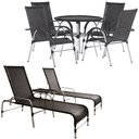 Ver imagem 1 de Kit 4 Cadeiras Vênus e Mesa Garden, 2 Espreguiçadeiras Catar e Mesa Emily para Jardim, Piscina Trama