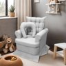 Poltrona da Mamãe de Balanço + Almofada Bebê Linho Boucle Cinza Sofa Store - 1