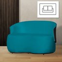 Ver imagem 2 de Poltrona Namoradeira Sofá Orgânico 2 Lugares Beatriz Composê Corino Marrom - Suede Azul Turquesa