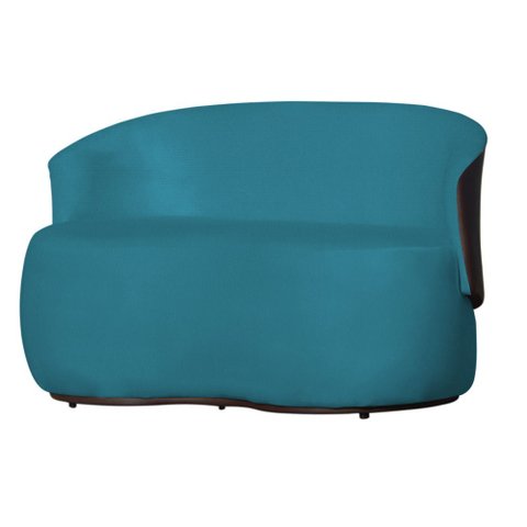 Poltrona Namoradeira Sofá Orgânico 2 Lugares Beatriz Composê Corino Marrom - Suede Azul Turquesa