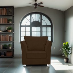 Poltrona Decorativa para Quarta, Sala e Escritorio Lisboa Suede Marrom- Modena Decor - 1