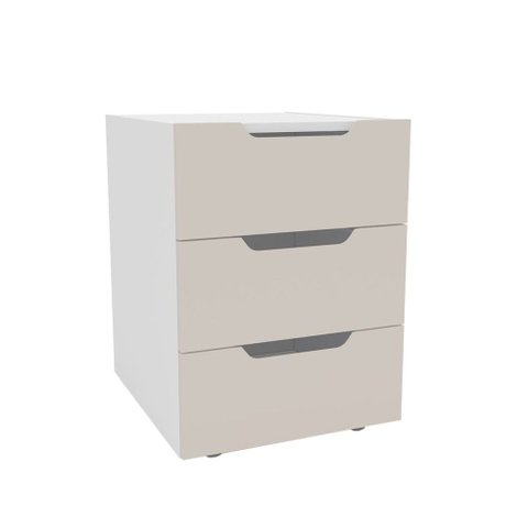 Mesa de Cabeceira Madri 3 Gavetas Creme/branco - Politorno