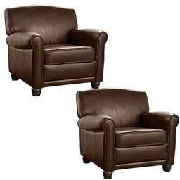 Kit 2 Poltronas Decorativas Leeds Pés de Madeira Couro Capucino - Mempra  - 1