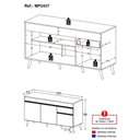 Ver imagem 2 de Balcão de Cozinha Gabinete Pia 150cm 3 Portas 1 Gaveta Retrô Florença Multimóveis MP2437 Branco