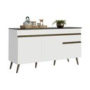 Ver imagem 1 de Balcão de Cozinha Gabinete Pia 150cm 3 Portas 1 Gaveta Retrô Florença Multimóveis MP2437 Branco