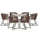 Ver imagem 1 de Mesa com 6 Cadeiras de Jantar Roma 120cm e Noronha em Alumínio Marrom Corda Náutica Estofado 6 Trama