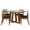 Conjunto Mesa Lins 4 Cadeiras Sextavada Freijó/off/corino Preto - M.a Freijó/off Premium/corino - 2