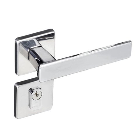 Fechadura Manual Quadrada Cromada para Porta Madeira