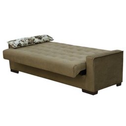 Sofá Cama Casal com Pés de Madeira Dinorá Veludo Marrom Claro - Matrix - 2