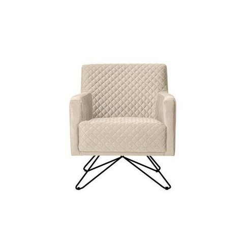 Poltrona Decorativa Nagoya Base Orby Veludo Bege - Gran Belo Decor