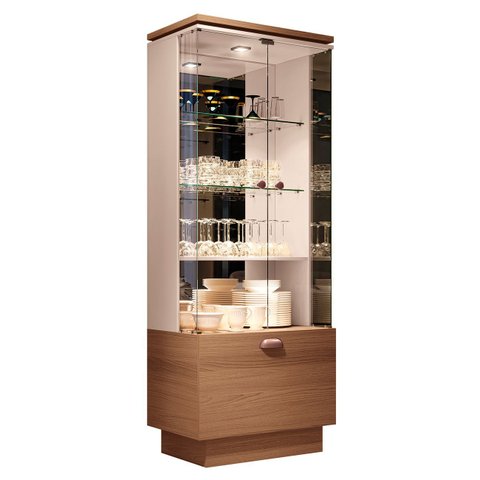 Cristaleira Portas de Vidro com Espelho Aruan H01 Off/castanho - Mpozenato