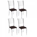Ver imagem 1 de Kit 4 Cadeiras Lara Cromada para Cozinha Marrom