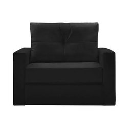 Sofá Cama Multi 1 Lugar 1,28M Retrátil Veludo Preto - Gran Belo - 1